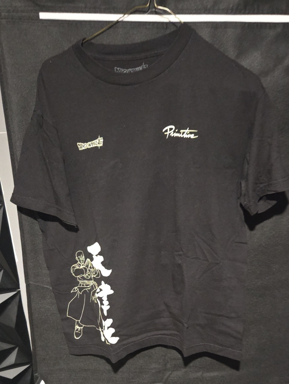 RARE-Primitive Black Tee with White Anime Figure and Script